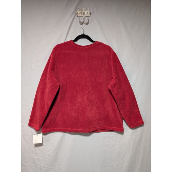 Croft & Barrow Red Fleece Zip Jacket Winter Snowman Holiday New Women's Plus 1X - Picture 6 of 10